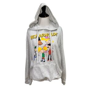 Nickelodeon Kid's L Large Hoodie Sweater Hey Arnold! Graphic Print Loose Fit